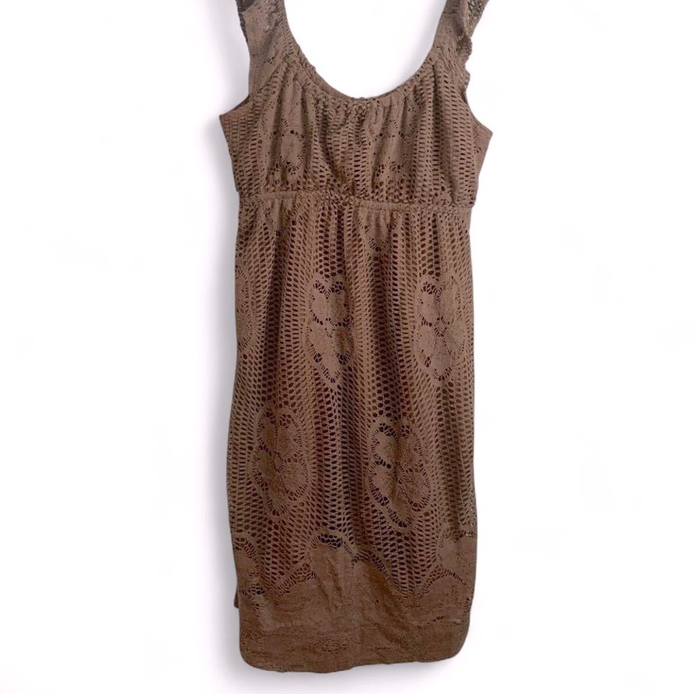 XXI Taupe Crochet Babydoll Mini Dress